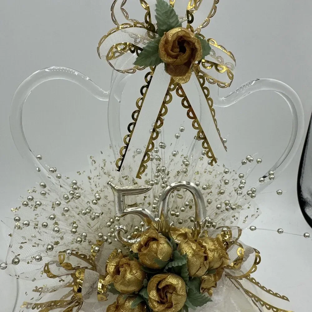 Vintage Cake Topper 50th Anniversary Wedding And Display Case Treasure Masters
